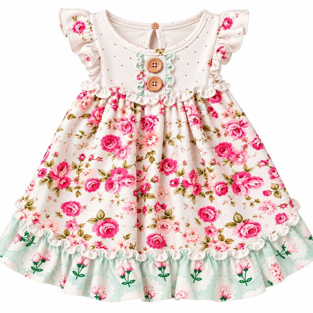SweetHoney Girls' Floral Ruffle Dress - Adorable 18M